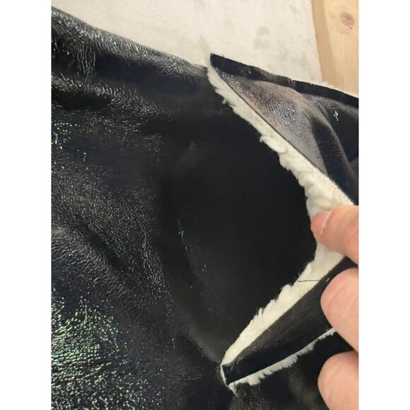 ASOS Oversized Parka In Cracked Vinyl With Borg US SIZE 10 - Picture 3 of 16